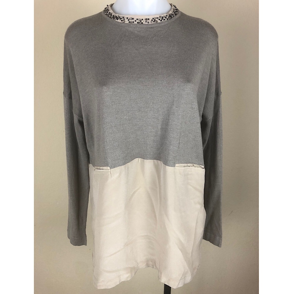 Hoss Intropia Silk Blend Blouse  Key Hole Tunic